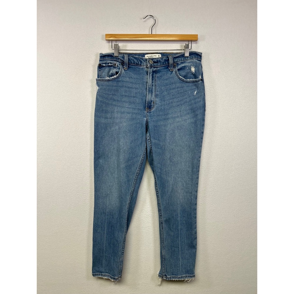 Boho Abercrombie & Fitch Womens 29/8S Blue High Rise Skinny Raw Hem Jeans